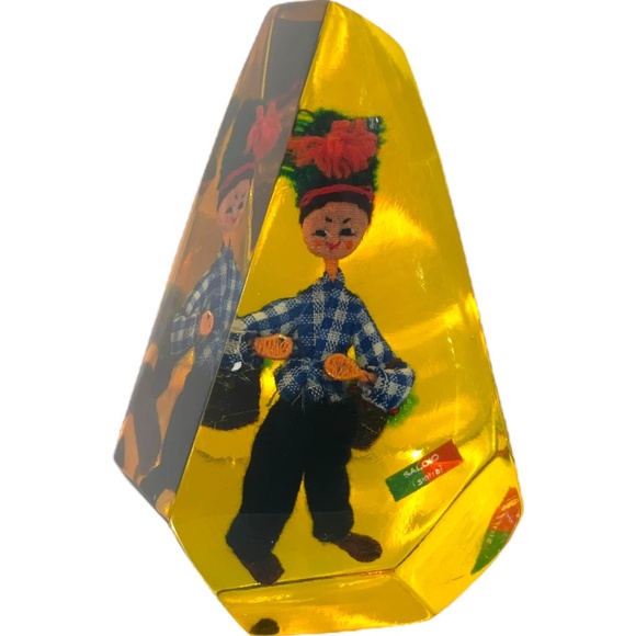 SOLD! Vintage Lucite Acrylic Portugal Doll Paper Weight 5in tall - Picture 11 of 13